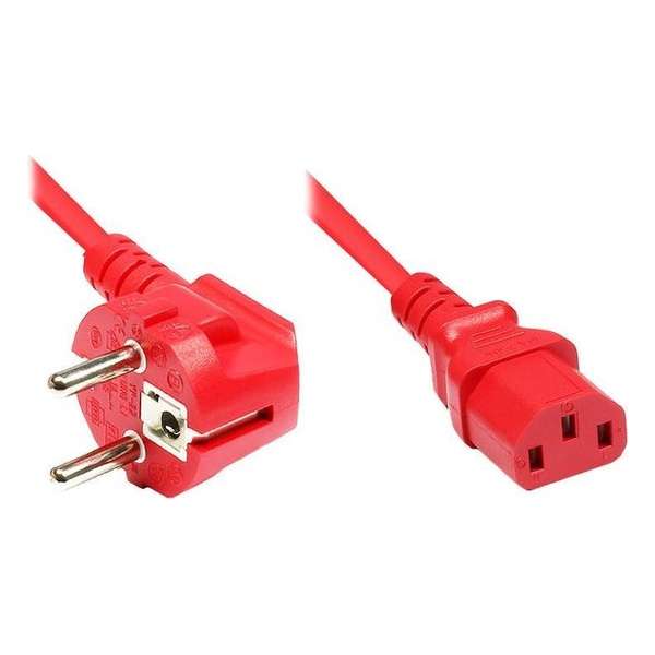 EECONN Apparaatsnoer met rechte C13 plug en haakse stekker - 3x 0,75mm / rood - 0,50 meter