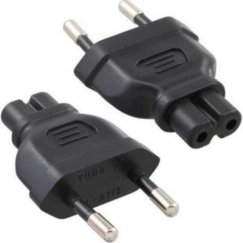 DINIC Stroom adapter C7 (v) - Euro CEE 7/16 (m) / zwart