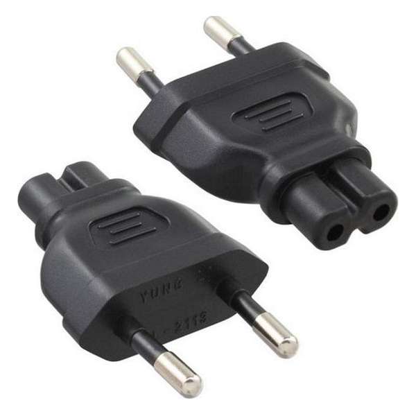 DINIC Stroom adapter C7 (v) - Euro CEE 7/16 (m) / zwart