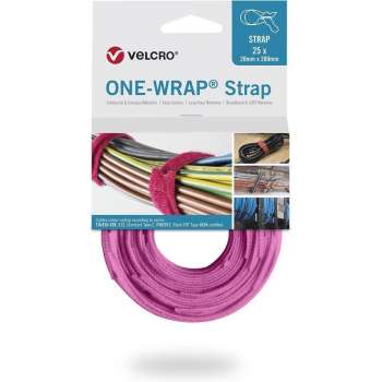 Velcro One-Wrap klittenband kabelbinders 200 x 12mm / roze (25 stuks)