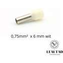 Adereindhuls 0,75 mm² x 6 mm wit 100 stuks | Ferrule | Draadhuls | Adereindhulzen | Eindverbinder