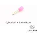 Adereindhuls 0,34 mm² x 6 mm roze 100 stuks | Ferrule | Draadhuls | Adereindhulzen | Eindverbinder