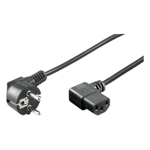 InLine Apparaatsnoer met haakse C13 plug en haakse stekker - 3x 0,75mm / zwart - 0,30 meter