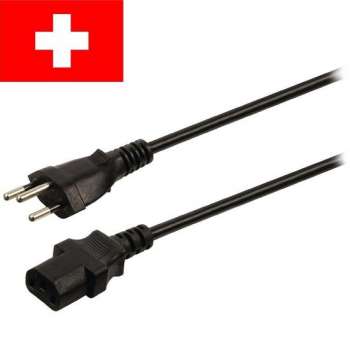 InLine Apparaatsnoer met rechte C13 plug en rechte Zwitserse (type J) stekker - 3x 0,75mm / zwart - 0,50 meter