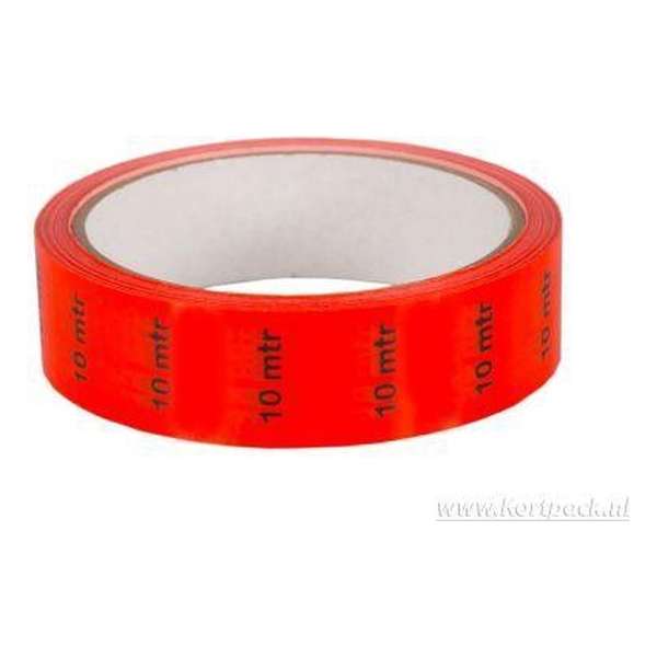 Rode kabeltape met opdruk: 10 mtr (020.0811)