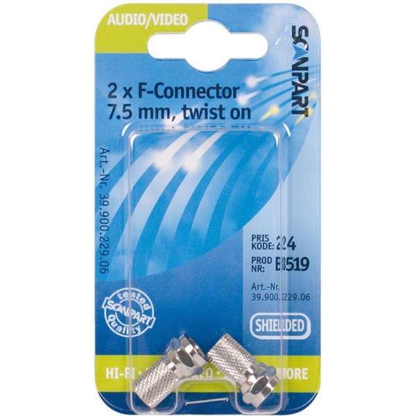 Scanpart - Scanpart F Connector 7.5(m) Schroefbaar 2st - 30 Dagen Niet Goed Geld Terug