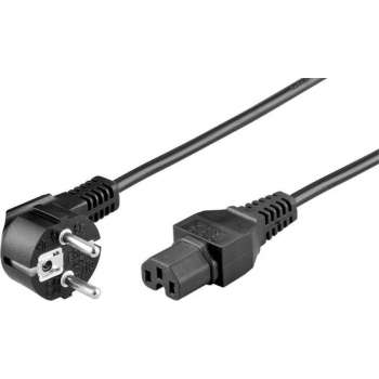 Good Connections Apparaatsnoer met rechte C15 plug en haakse stekker - 3x 0,75mm / zwart - 2 meter