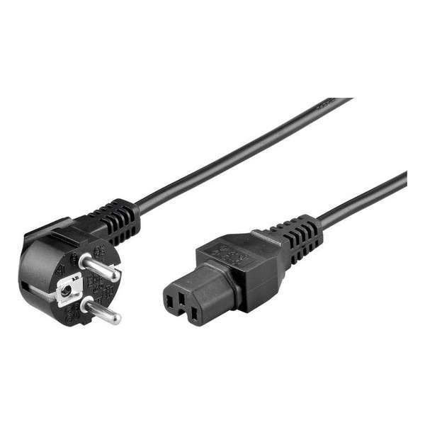 Good Connections Apparaatsnoer met rechte C15 plug en haakse stekker - 3x 0,75mm / zwart - 2 meter