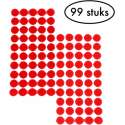 99 stuks Zelfklevend klittenband – Klittenbandsluiting – Klittenband rondjes – 1cm - rood