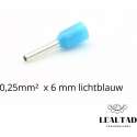 Adereindhuls 0,25 mm² x 6 mm lichtblauw 100 stuks | Ferrule | Draadhuls | Adereindhulzen | Eindverbinder