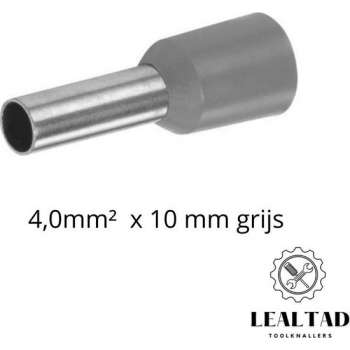 Adereindhuls 4.00mm² x 12 mm grijs 100 stuks | Ferrule | Eindverbinder | Adereindhulzen