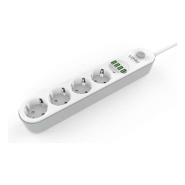 LDNIO 4-voudige stekkerdoos met 4x usb - Stekkerdoos - Stekkerdoos met USB - Snel opladen - Fast charge - Snelladen