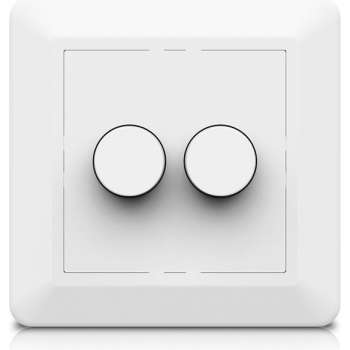 HOFTRONIC - LED duo dimmer - Fase afsnijding - Maximale belasting 2x100 Watt - Met afdekraam en knoppen