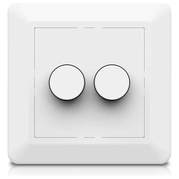 HOFTRONIC - LED duo dimmer - Fase afsnijding - Maximale belasting 2x100 Watt - Met afdekraam en knoppen