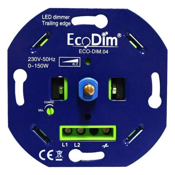 Basic LED Dimmer Inbouw - Fase Afsnijding, 0-150W, Druk- draai schakelaar, Draaidimmer voor LED Lampen, 100% Stil – EcoDim.04