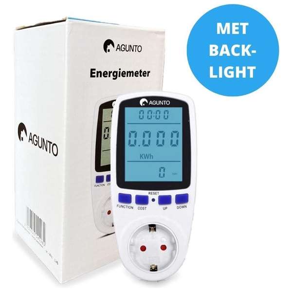 Agunto - Energiemeter -  Elektriciteitsmeter - Energiekostenmeter - Stroommeter - Milieuvriendelijk - Wit