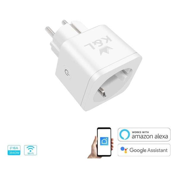 K&L Smart Plug – Energiemeter – Tijdsschakelaar – Google Home, Amazon Alexa en IFTTT compatible – Slimme Stekker 1 Stuk(s)