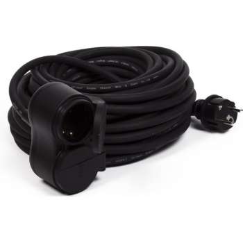 Benson Neopreen 10 meter verlengsnoer - Kabel met twee stopcontacten met klep Max 3500 watt