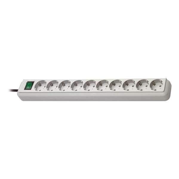 Eco-Line stekkerdoos met schakelaar 10-voudig lichtgrijs 3m H05VV-F 3G1,5