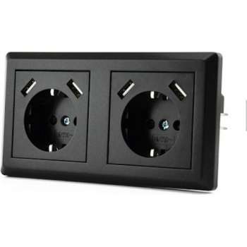 CoshX® dubbel usb stopcontact zwart - dubbele inbouw wanddoos usb CE en ROHS