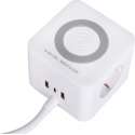 Q-Link Stekkerdoos met Wireless Charger – Powercube met USB – Stekkerblok Kubus – Wit