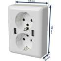 2USB easyCharge DUO dubbel stopcontact USB AA 12W 2.4A Glanzend Wit