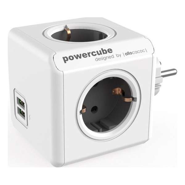 PowerCube Original Duo USB grijs Type F ter uitbreiding van de PowerCubes met kabel