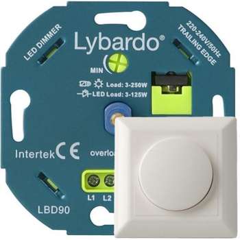 Lybardo Eco 3-125 Watt LED Dimmer - Fase Afsnijding - Universeel - Inbouw - Compleet met afdekraam