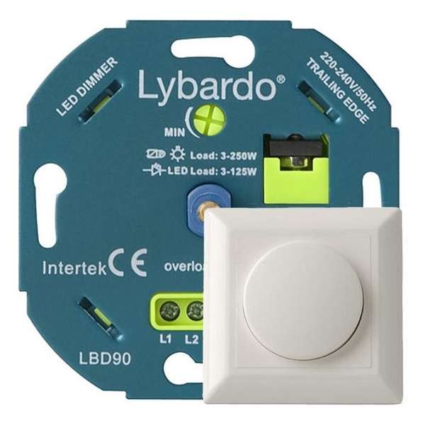 Lybardo Eco 3-125 Watt LED Dimmer - Fase Afsnijding - Universeel - Inbouw - Compleet met afdekraam