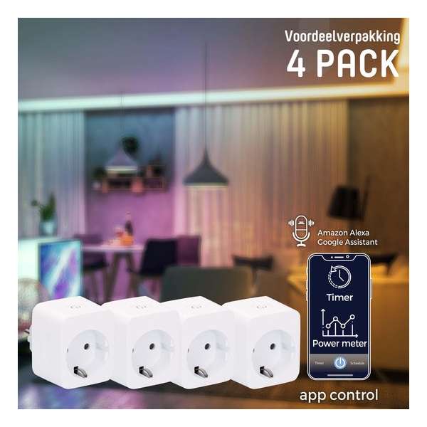 IDINIO Smart Plug met schakelaar - Instelbaar & Bedienbaar via app - 4 x slimme stekker