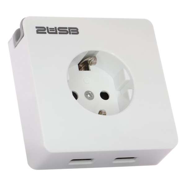 2USB easyCharge USB AA stopcontact met telefoonhouder 12W 2.4A Glanzend Wit