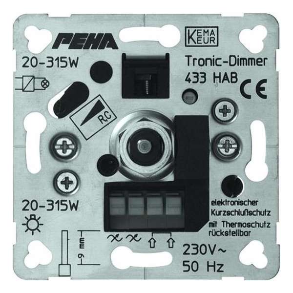 Peha 433 Inbouwdimmer 12V 20/315w 230V (tronic/ringkern/gloeilamp/LED)