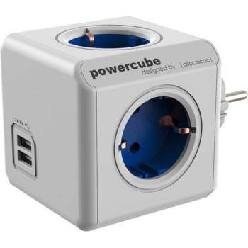 PowerCube Original Duo USB blauw Type F ter uitbreiding van de PowerCubes met kabel