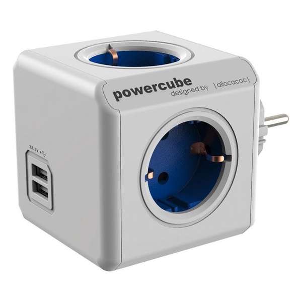 PowerCube Original Duo USB blauw Type F ter uitbreiding van de PowerCubes met kabel