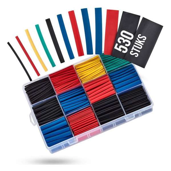 Krimpkousen Set | Draad Reparatie | Krimpkous | Krimpkousenset | Heat Shrink | 1.5mm t/m 10mm | Plastic Opbergdoos | 530 stuks