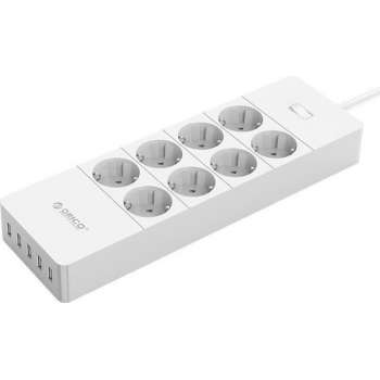 Orico stekkerdoos met 8 contacten en 5x USB / wit - 1,5 meter