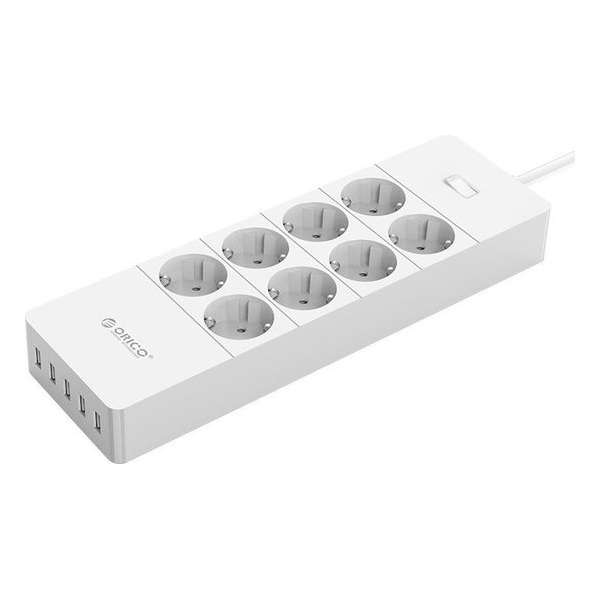 Orico stekkerdoos met 8 contacten en 5x USB / wit - 1,5 meter