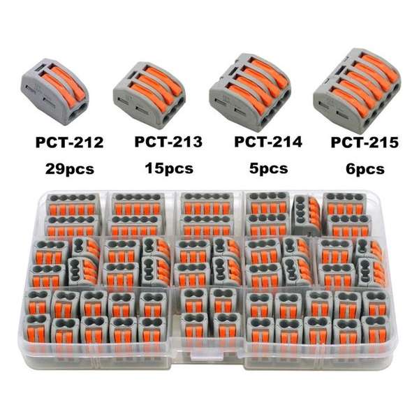 DW4Trading® Assortimentdoos lasklemmen connectors 55 delig 2,3,4 en 5 voudig