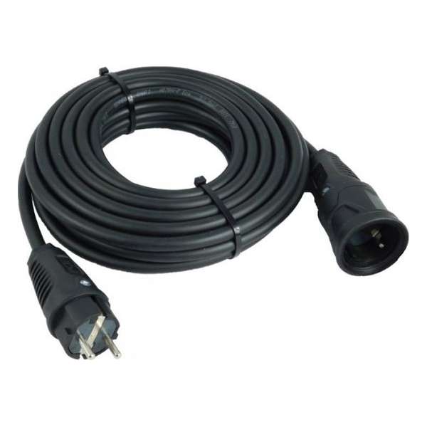 Verlengkabel 15m - 3G2,5 mm² - IP44 spatwaterdicht - Randaarde - Zwart - ABL Stekkers