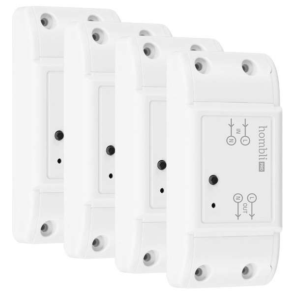 4x Hombli Smart Switch - Wifi Schakelaar  –  Bediening via Mobiele App – 2300W