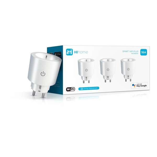 3-pack Hihome Slimme Stekker - Smart WiFi Plug Gen2 16A met Energiemeter en Bluetooth Easy Connect