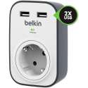 Belkin SurgeCube-spanningsbeveiliger met 1 stopcontact en 2 USB poorten