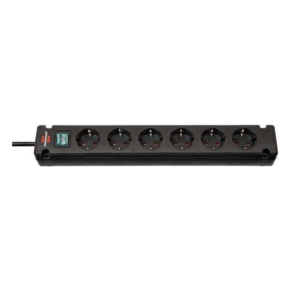 Brennenstuhl Brennenstuhl Brennenstuhl Bremounta Extension Socket 6-way black 3m H05VV-F 3G1.5-wit wit Zwart