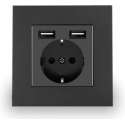 USB stopcontact - USB stopcontact inbouw - Inbouw wandcontactdoos - USB stopcontact zwart - USB stopcontact randaarde