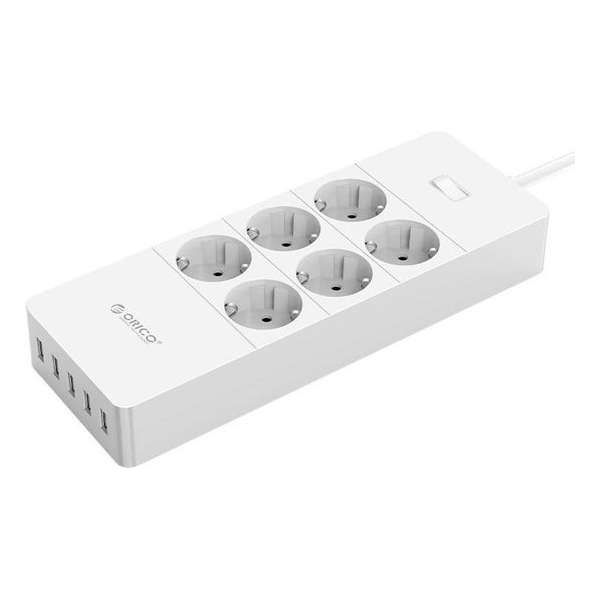 Orico stekkerdoos met 6 contacten en 5x USB / wit - 1,5 meter