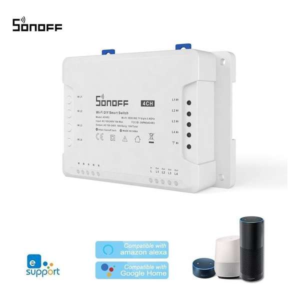 Sonoff - 4CHR3 - 4 gang Smart schakelaar - Smart WiFi Schakelaar