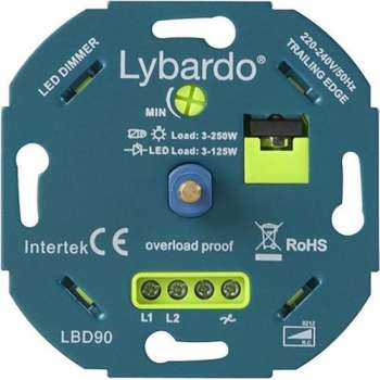 Lybardo Eco 3-125 Watt LED Dimmer - Fase Afsnijding - Universeel - Inbouw