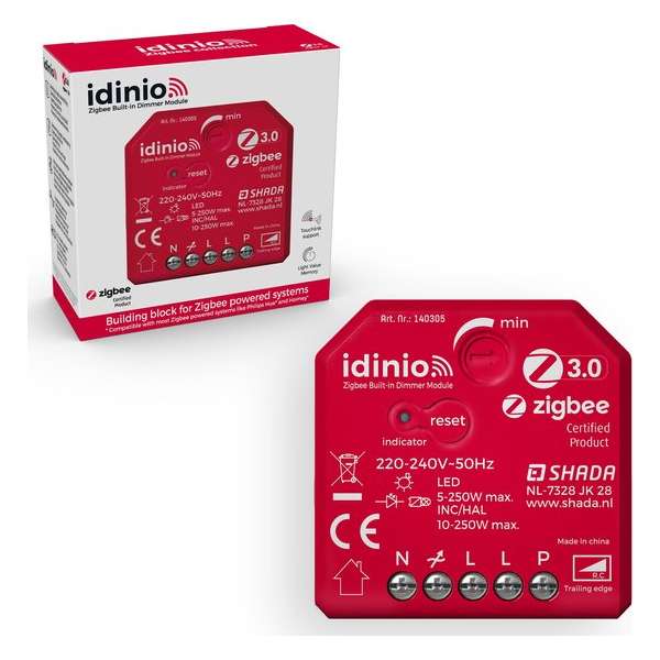 IDINIO Smart LED dimmer - Zigbee module - 0 tot 250 W - Geschikt voor Philips hue & Homey