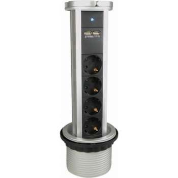 VB 61075 Stekkerdoos voor Inbouw in Tafelblad + 2 x USB