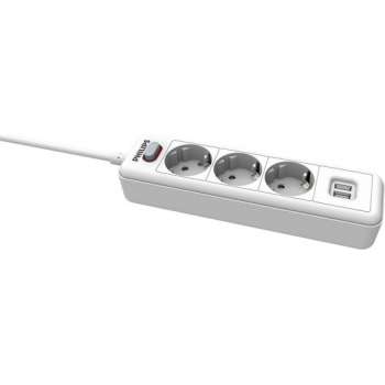 Philips 3-voudige Stekkerdoos - SPN3032WA/19 - 230V - Wit - met USB